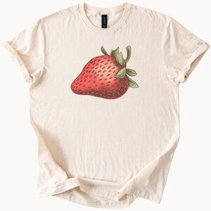 Strawberry TShirt Fruit Graphic Tee Foodie Top